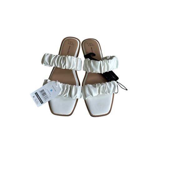 Time And Tru Womens White Ruched Memory Foam Sandals Size 8 - Picture 4 of 7